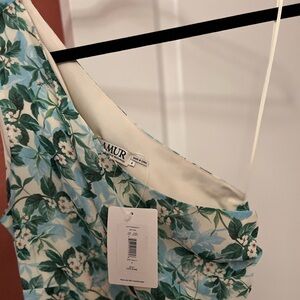 Midi Clarissa Cutout Dress in Sand Pearlflower by AMUR ; Size 4